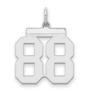 Sterling Silver, Athletic Collection Medium Polished Number 88 Pendant